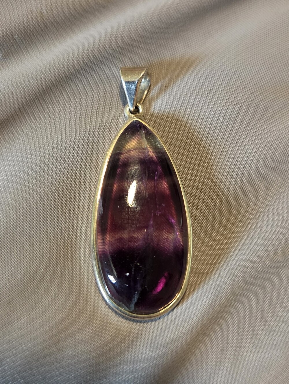 Sterling Silver Amethyst Teardrop Gemstone Pendant